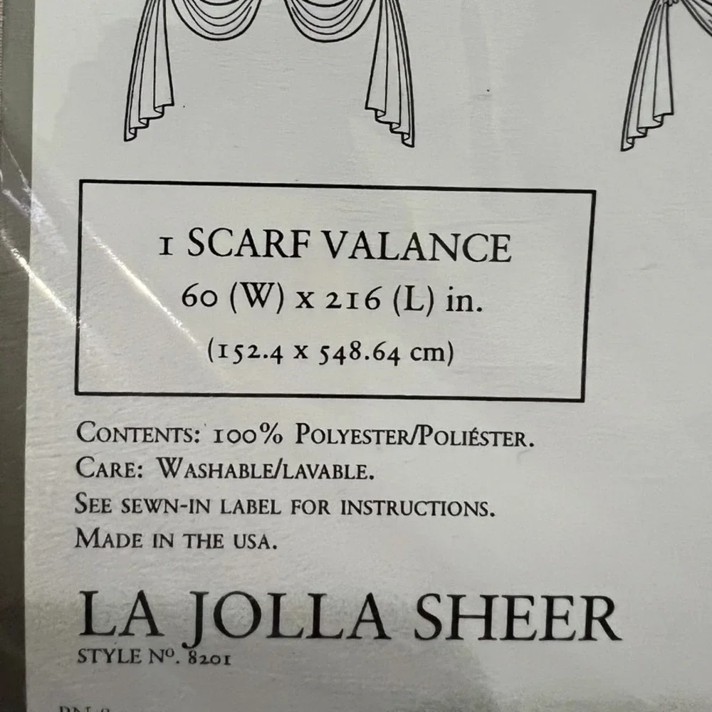 Lot of 4 Croscill La Jolla Sheer Scarf Valance Beige Floral 60x216 Window Swag